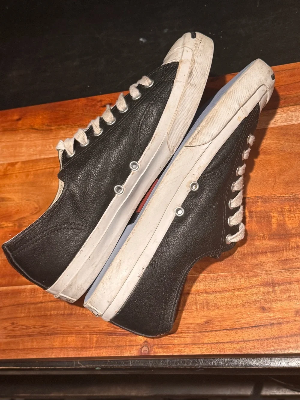 SOLD‼️Converse Unisex Jack Purcell Ox Leather Low Top Black/White1S962 Men’s 9.5 - Picture 3 of 8